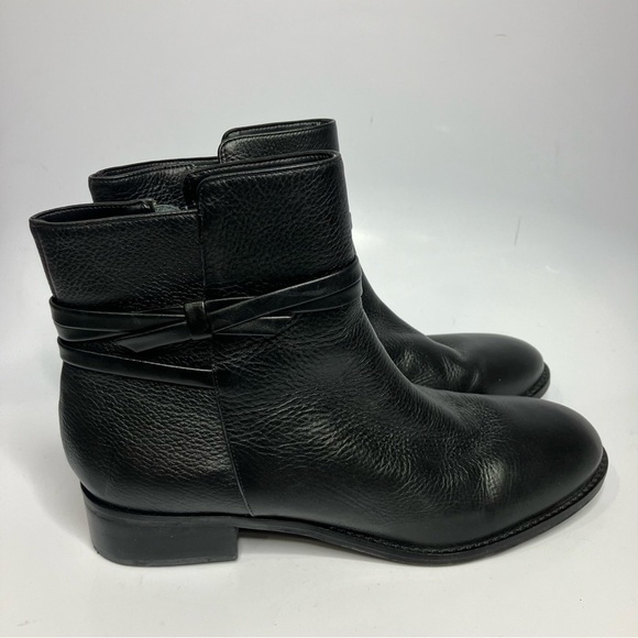 Talbots Tish Wrap Tie Pebbled leather ankle boots black leather size 10 - Picture 1 of 9